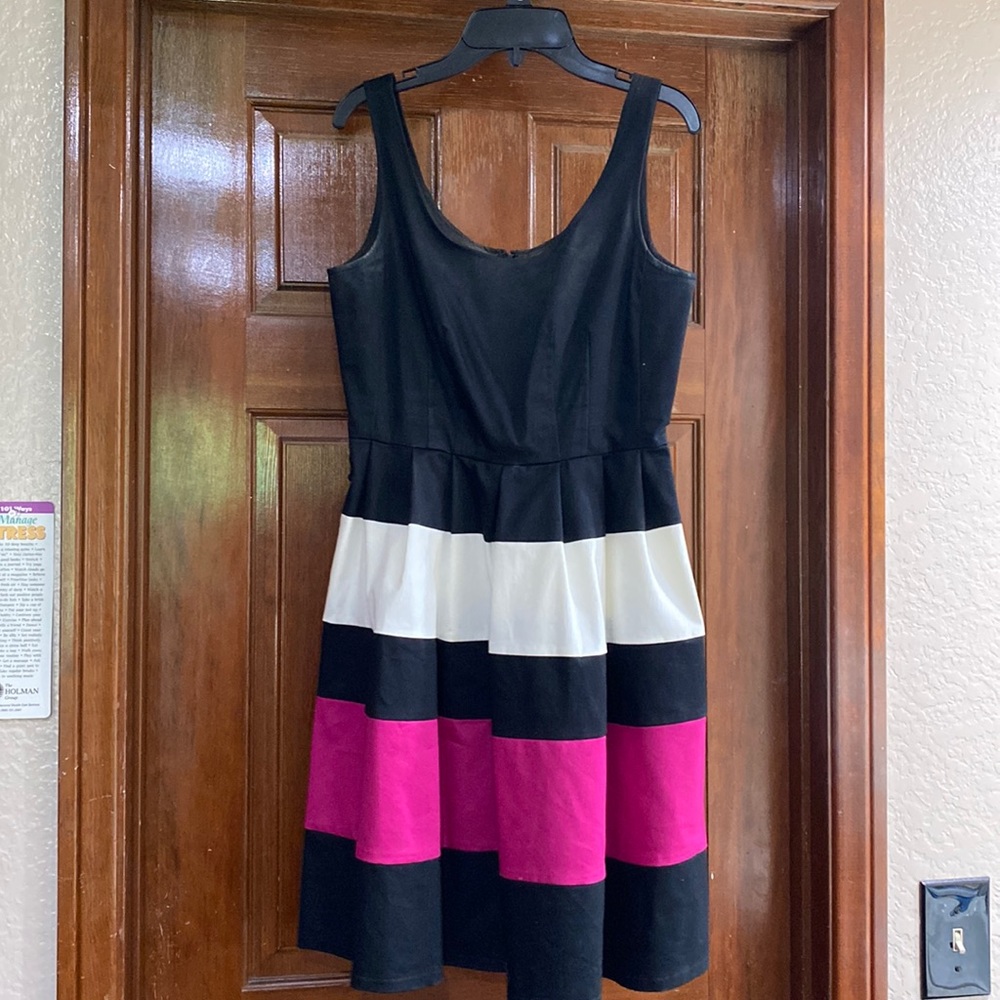 Black pink and white dress